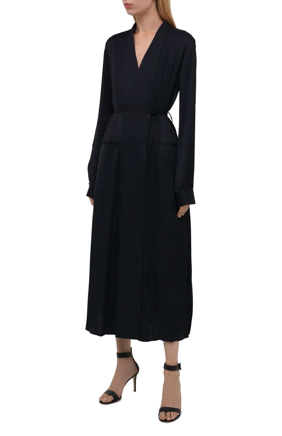 Платье из вискозы JIL SANDER темно-синего цвета по цене 237500 руб., арт. JSWT506706-WT381500, фото 3 Платье из вискозы JIL SANDER, арт. JSWT506706-WT381500, фото 3