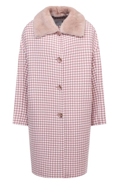 Пальто с меховой отделкой MANZONI24 розового цвета по цене 163500 руб., арт. 20M707-PDP4V/38-46, фото 1 Пальто с меховой отделкой MANZONI24, арт. 20M707-PDP4V/38-46, фото 1