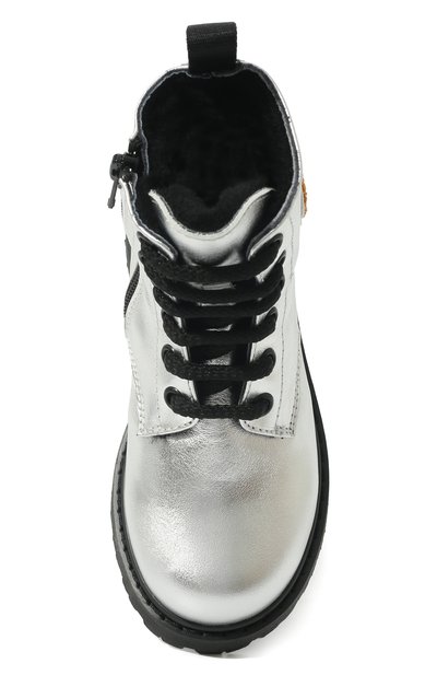 Кожаные ботинки MOSCHINO серебряного цвета по цене 31550 руб., арт. 71868 VAR.2/18-27, фото 4 Кожаные ботинки MOSCHINO, арт. 71868 VAR.2/18-27, фото 4