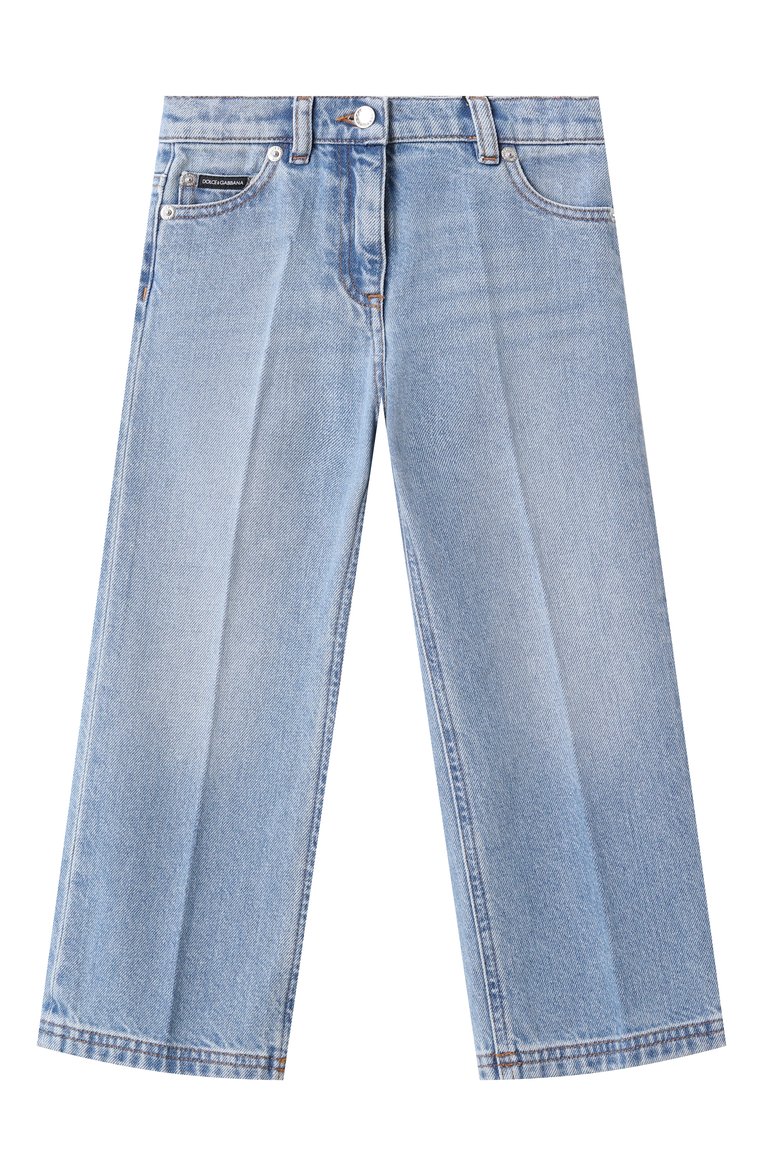 Детские джинсы DOLCE & GABBANA голубого цвета, арт. L52F91/LDD08/8-14 | Фото 1 (Нос: Не проставлено; Детали: Потертости; Материал внешний: Хлопок; Автоматизация состава: Проставлено; Ростовка одежда: 8 лет | 128 см, 10 - 11 лет | 140 - 146см, 13 - 15 лет | 158 см, 16 лет | 164 см)