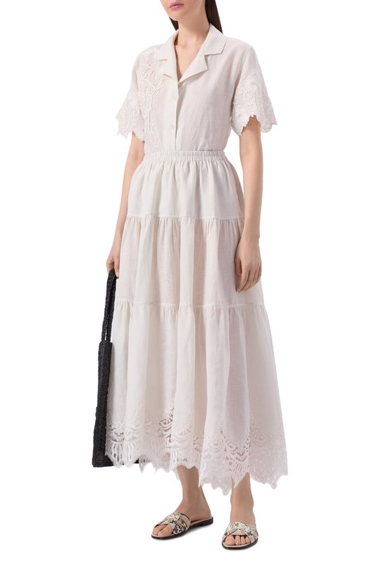 Юбка изо льна и вискозы Maurizio W04150781 Белый  W04150781 Фото 2