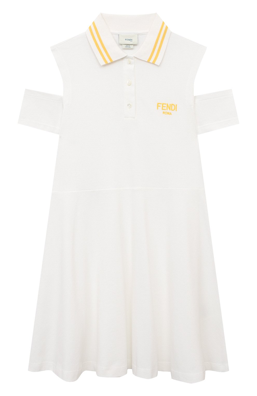 Хлопковое платье FENDI белого цвета по цене 34900 руб., арт. JFB644/AVP/8-12+, фото 1 Хлопковое платье FENDI, арт. JFB644/AVP/8-12+, фото 1