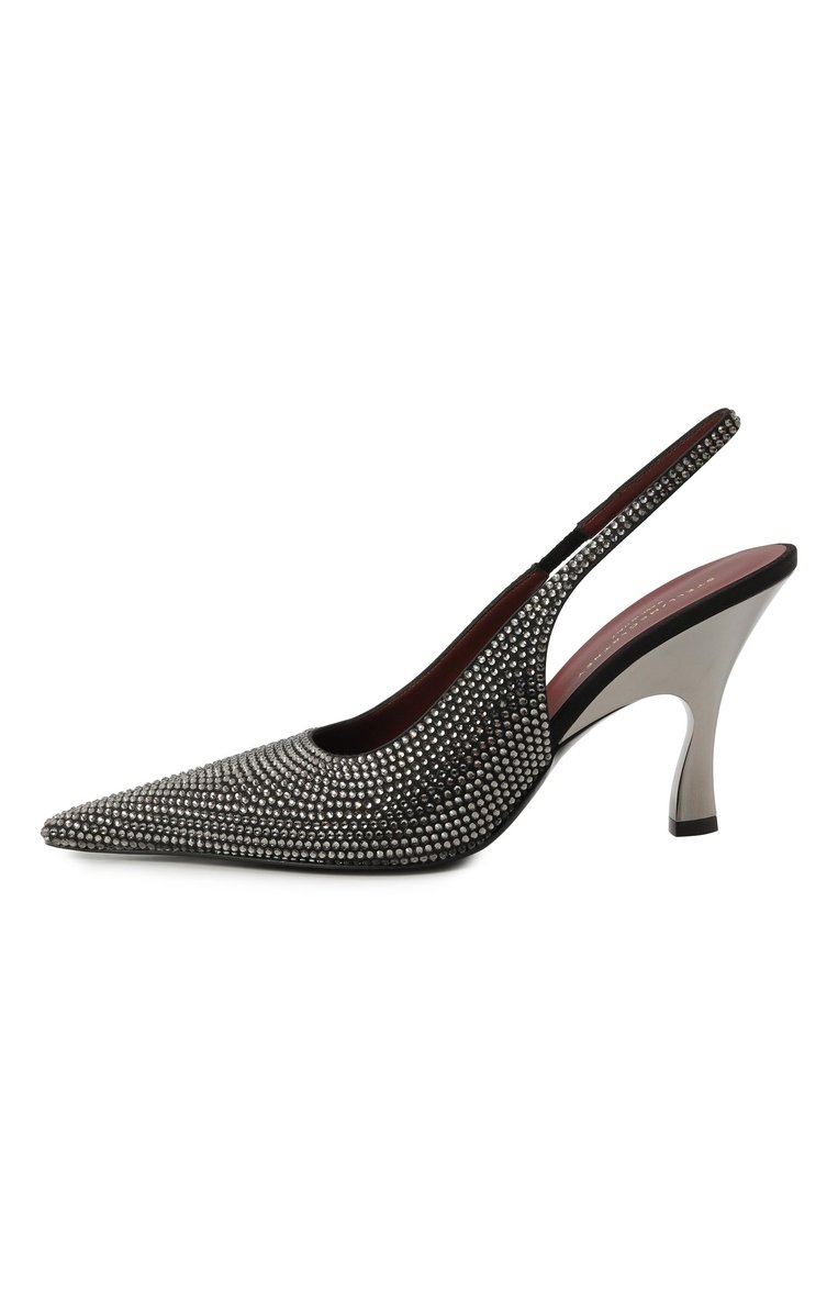 Женские текстильные туфли elsa 90 STELLA MCCARTNEY черного цвета, арт. 810461/E00098 | Фото 4 (Материал внешний: Текстиль; Каблук высота: Высокий; Материал внутренний: Текстиль; Подошва: Плоская; Каблук тип: Шпилька; Женское Кросс-КТ: Слингбэки)