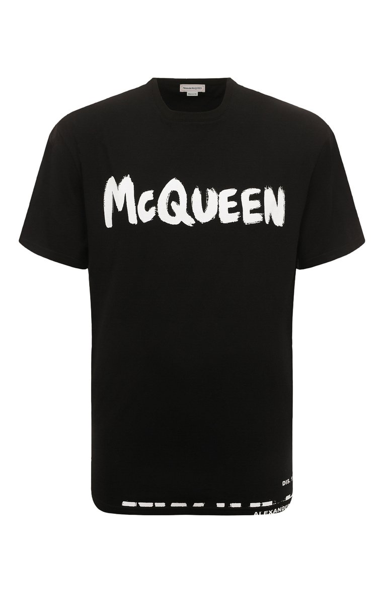 Мужская черная хлопковая футболка ALEXANDER MCQUEEN купить в интернет ...