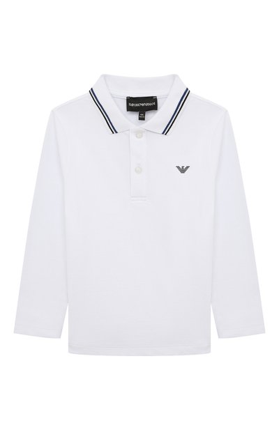 Хлопковое поло EMPORIO ARMANI белого цвета по цене 10600 руб., арт. 8N4FB5/1JPTZ, фото 1 Хлопковое поло EMPORIO ARMANI, арт. 8N4FB5/1JPTZ, фото 1
