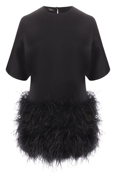 Женское атласное платье с отделкой перьями PINKO, арт. 105738/A2UU
