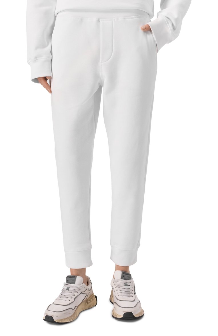 Женский хлопковый костюм DSQUARED2 белого цвета, арт. S75FZ0070/D25015 | Фото 5 (Длина (брюки, джинсы): Укороченные; Длина (для топов): Стандартные; Рукава: Длинные; Кросс-КТ: костюм; Стили: Спорт-шик; Случай: Повседневный; Материал внешний: Хлопок)