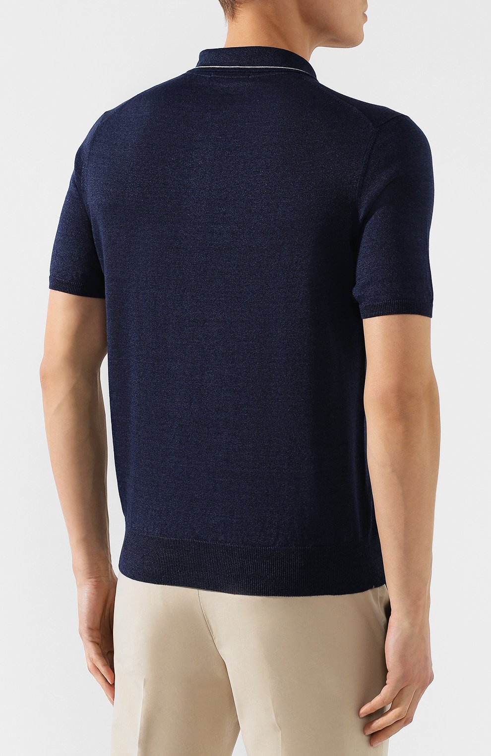 Поло изо льна и хлопка FIORONI темно-синего цвета по цене 43950 руб., арт. MK20701C1, фото 4 Поло изо льна и хлопка FIORONI, арт. MK20701C1, фото 4