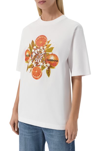 Хлопковая футболка DOLCE & GABBANA белого цвета по цене 72750 руб., арт. F8V78T/GDDVN, фото 3 Хлопковая футболка DOLCE & GABBANA, арт. F8V78T/GDDVN, фото 3