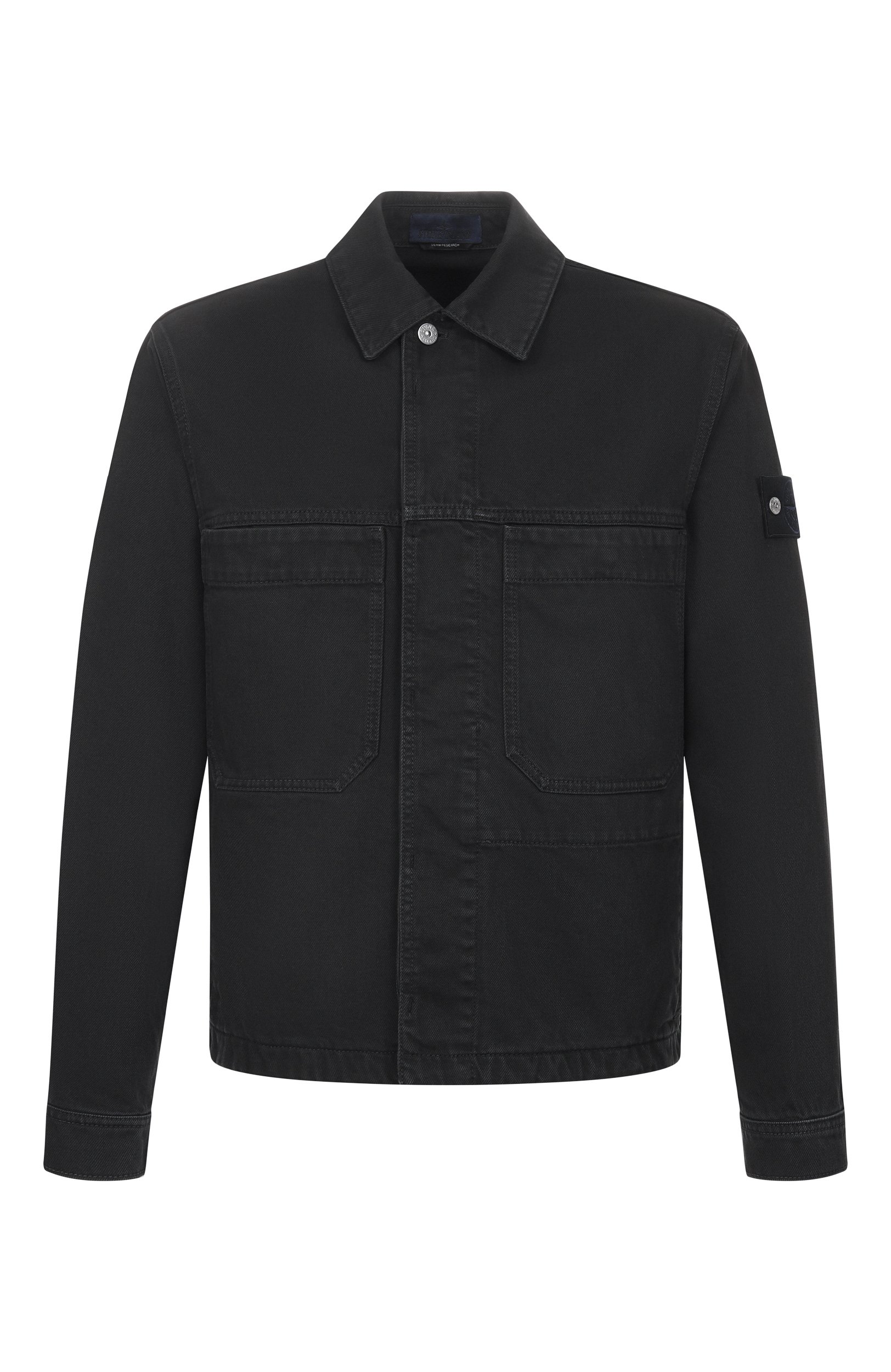 Джинсовая куртка-рубашка STONE ISLAND черного цвета по цене 87500 руб., арт. L1S144100006/S0J24, фото 1 Джинсовая куртка-рубашка STONE ISLAND, арт. L1S144100006/S0J24, фото 1