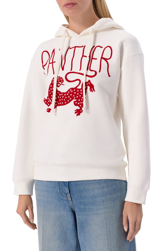 Хлопковое худи Valentino 8B3MF25H/A53 Кремовый  8B3MF25H/A53 Фото 3