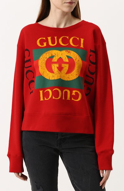 Хлопковый свитшот с декорированной спинкой и логотипом бренда GUCCI, арт. 502118/X9P66, фото 3