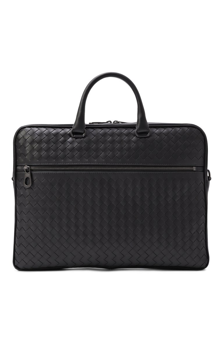 Мужская портфель BOTTEGA VENETA черного цвета, арт. 516110/V47W1 | Фото 1 (Сумки-технические: Портфели; Ремень/цепочка: На ремешке; Размер: large; Материал: Натуральная кожа)