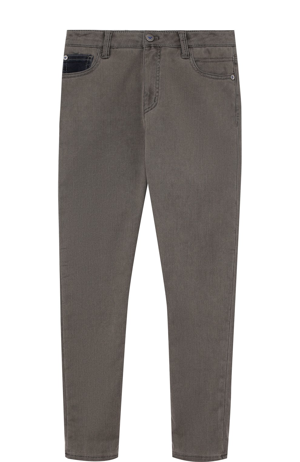 Джинсы с контрастной отделкой ARMANI JUNIOR серого цвета по цене 12850 руб., арт. 6Y4J32/4DEDZ/11A-16A, фото 1 Джинсы с контрастной отделкой ARMANI JUNIOR, арт. 6Y4J32/4DEDZ/11A-16A, фото 1