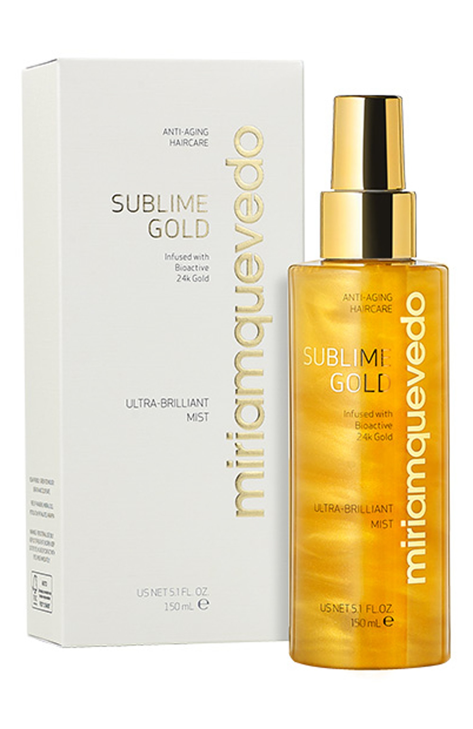 Золотой мист для ультраблеска и сияния волос sublime gold (150ml) MIRIAMQUEVEDO, арт. 983, фото 2