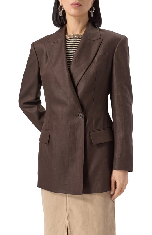 Льняной жакет Brunello Cucinelli ML1427261 Коричневый  ML1427261 Фото 3