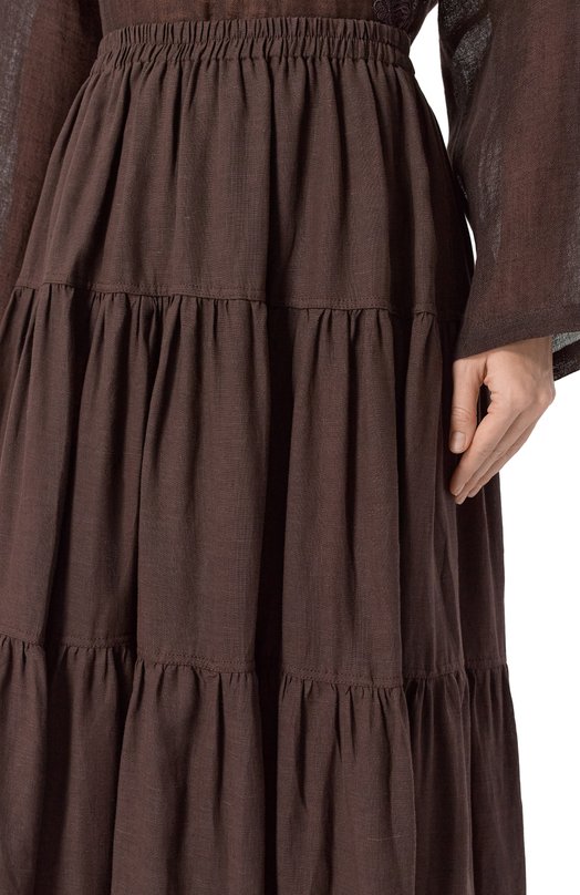 Юбка изо льня и вискозы Maurizio W04150781 Коричневый  W04150781 Фото 5