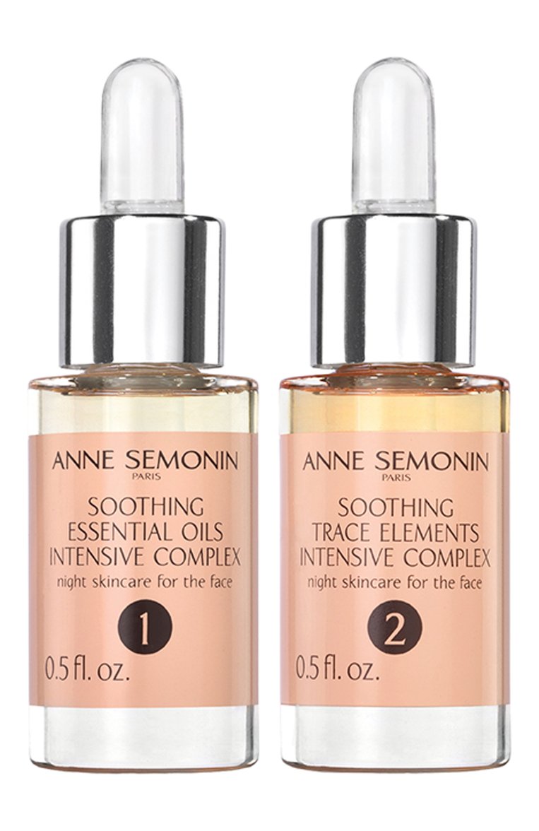 Успокаивающий интенсивный комплекс (2x15ml) ANNE SEMONIN бесцветного цвета, арт. 3700084610719 | Фото 1 (Региональные ограничения белый список (Axapta Mercury): Не проставлено; Нос: Не проставлено; Тип продукта: Масла; Назначение: Для лица; Обьем косметики: 2x15ml)