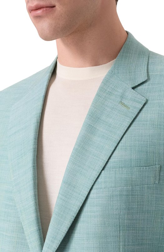 Пиджак из хлопка и шелка Stefano Ricci S1RM432000/CTK01U_001 Зелёный  S1RM432000/CTK01U_001 Фото 6