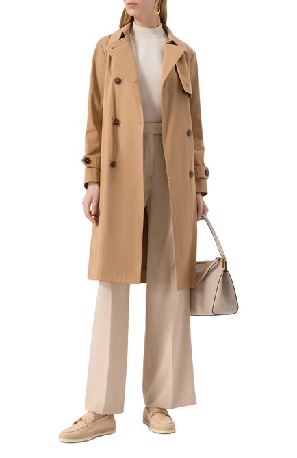 Женские замшевые лоферы TOD’S бежевого цвета, арт. XXW92K0HZ00/D8W | Фото 2 (Материал внутренний: Натуральная кожа; Материал сплава: Проставлено; Драгоценные камни: Проставлено; Подошва: Платформа; Материал внешний: Натуральная кожа)