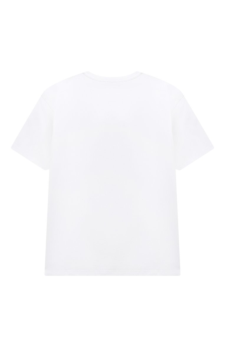 Детская хлопковая футболка MSGM KIDS белого цвета, арт. F3MSJGTH060 | Фото 2 (Рукава: Короткие; Материал внешний: Хлопок; Девочки Кросс-КТ: футболка-одежда)