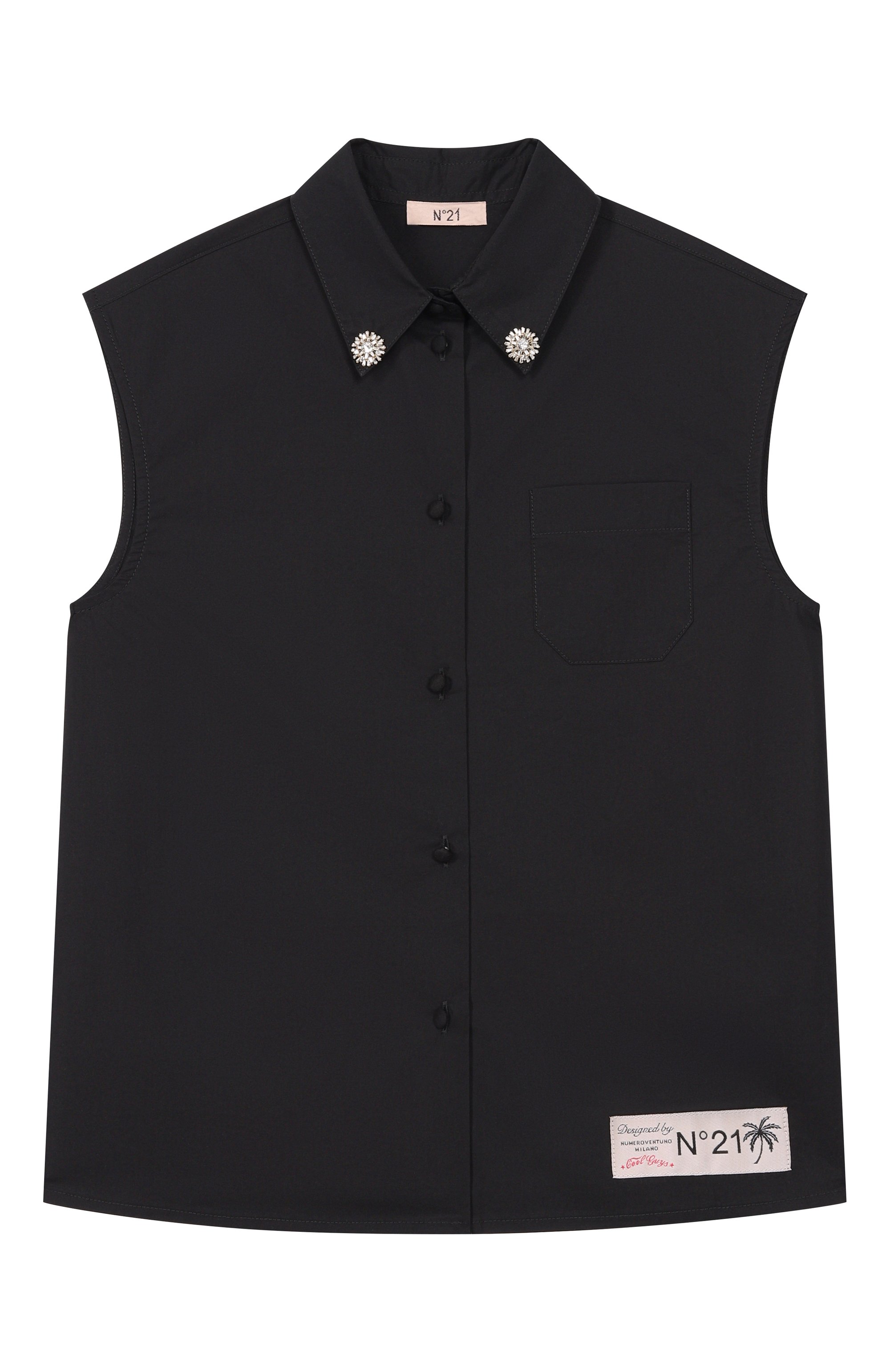 Хлопковая рубашка N21 черного цвета по цене 13300 руб., арт. N210AV/N0417, фото 1 Хлопковая рубашка N21, арт. N210AV/N0417, фото 1