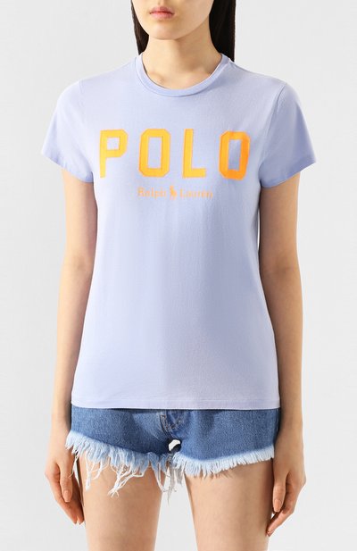 Хлопковая футболка POLO RALPH LAUREN голубого цвета по цене 8995 руб., арт. 211780287, фото 3 Хлопковая футболка POLO RALPH LAUREN, арт. 211780287, фото 3