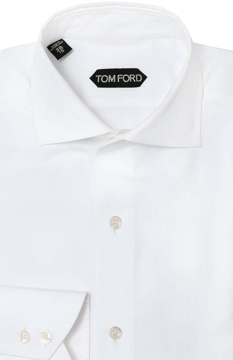 Хлопковая сорочка с воротником акула TOM FORD белого цвета по цене 59600 руб., арт. 6FT00094S3AX, фото 1 Хлопковая сорочка с воротником акула TOM FORD, арт. 6FT00094S3AX, фото 1