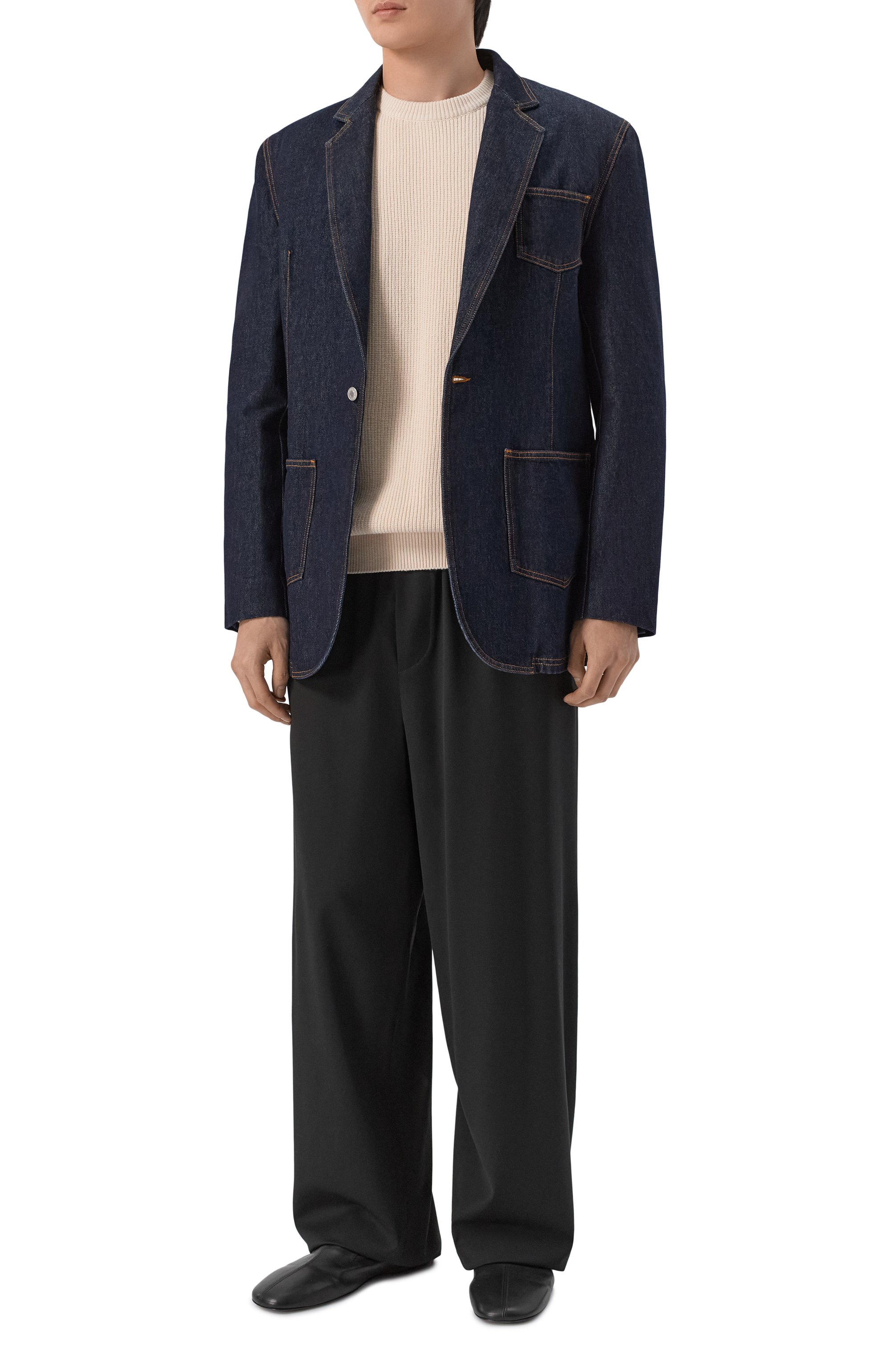 Джинсовый пиджак MOSCHINO темно-синего цвета по цене 117500 руб., арт. A0517/0243, фото 2 Джинсовый пиджак MOSCHINO, арт. A0517/0243, фото 2