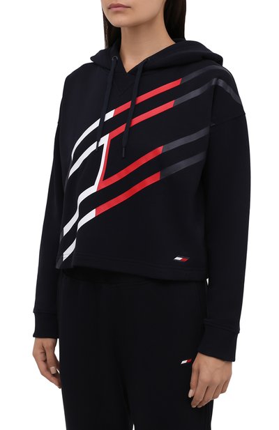Хлопковое худи TOMMY HILFIGER темно-синего цвета по цене 10990 руб., арт. S10S101161, фото 3 Хлопковое худи TOMMY HILFIGER, арт. S10S101161, фото 3
