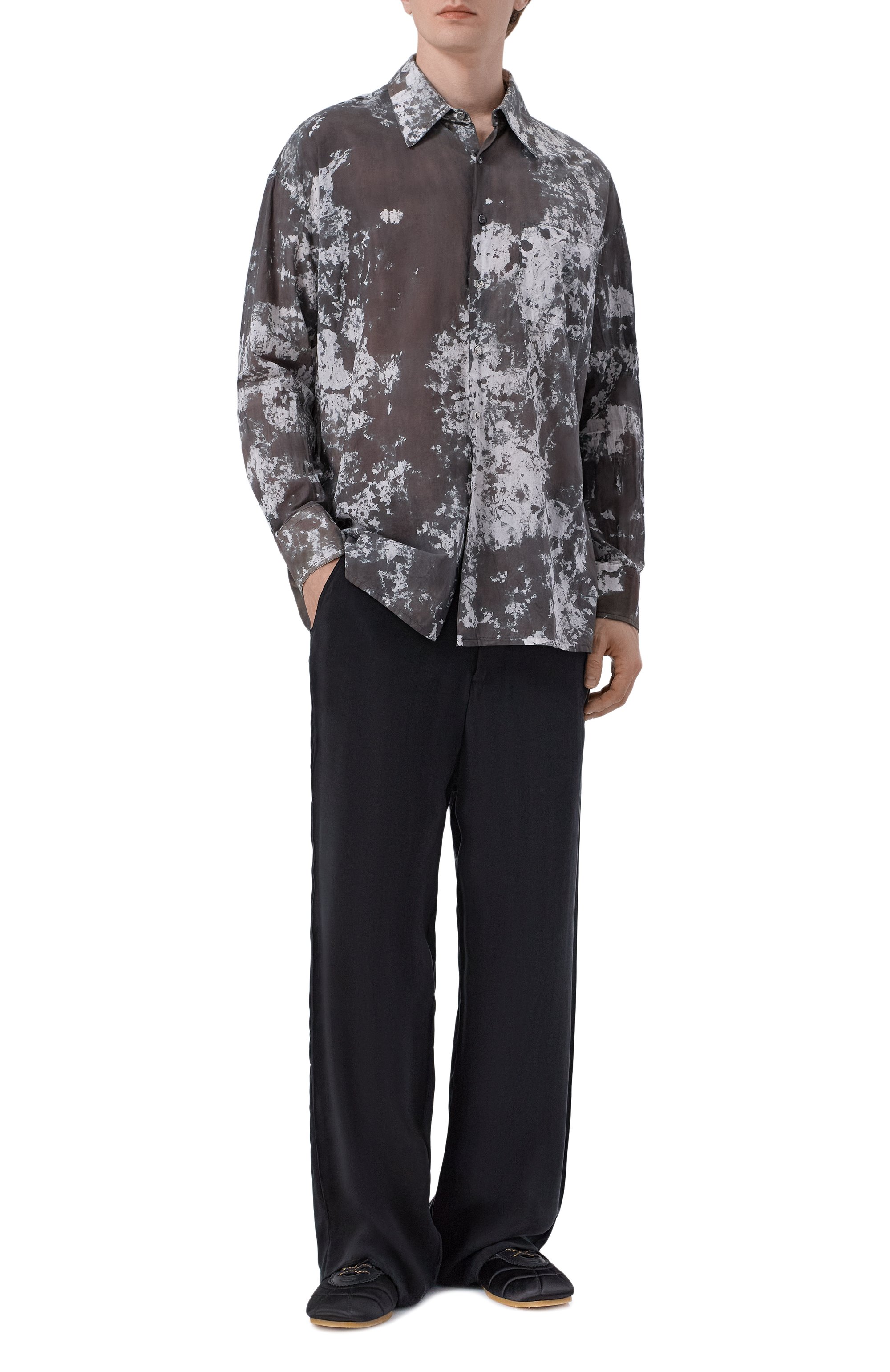 Хлопковая рубашка NEVER ENOUGH темно-серого цвета по цене 39950 руб., арт. 1B5M026-486/MSL019 W062 SH 5, фото 2 Хлопковая рубашка NEVER ENOUGH, арт. 1B5M026-486/MSL019 W062 SH 5, фото 2