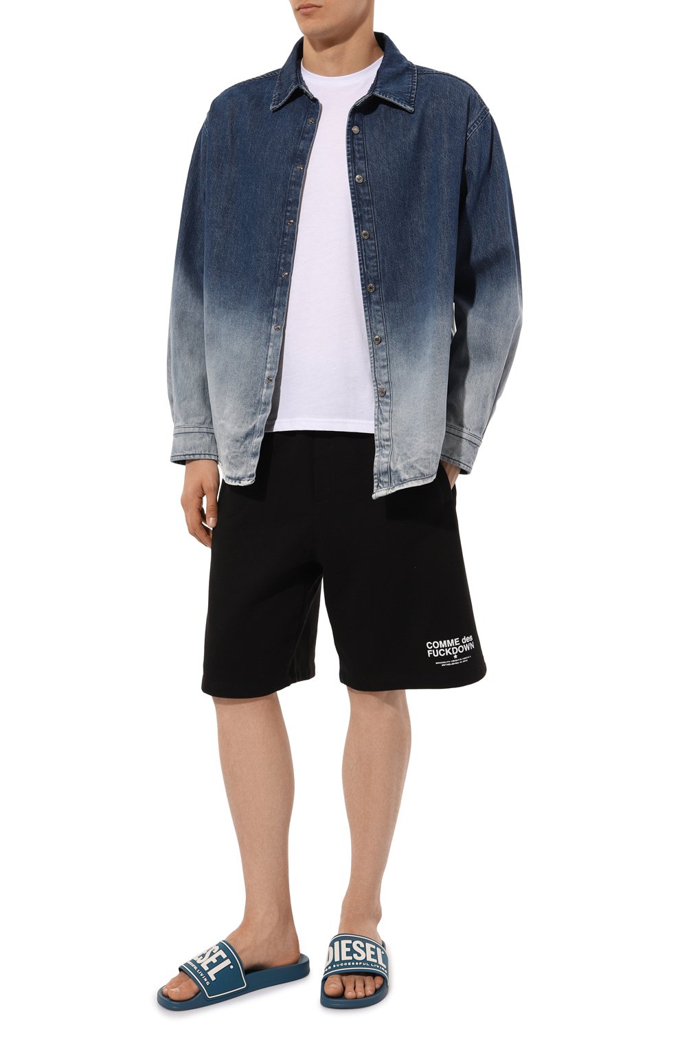 Хлопковые шорты COMME DES FUCKDOWN черного цвета по цене 12400 руб., арт. CFABM00006, фото 2 Хлопковые шорты COMME DES FUCKDOWN, арт. CFABM00006, фото 2