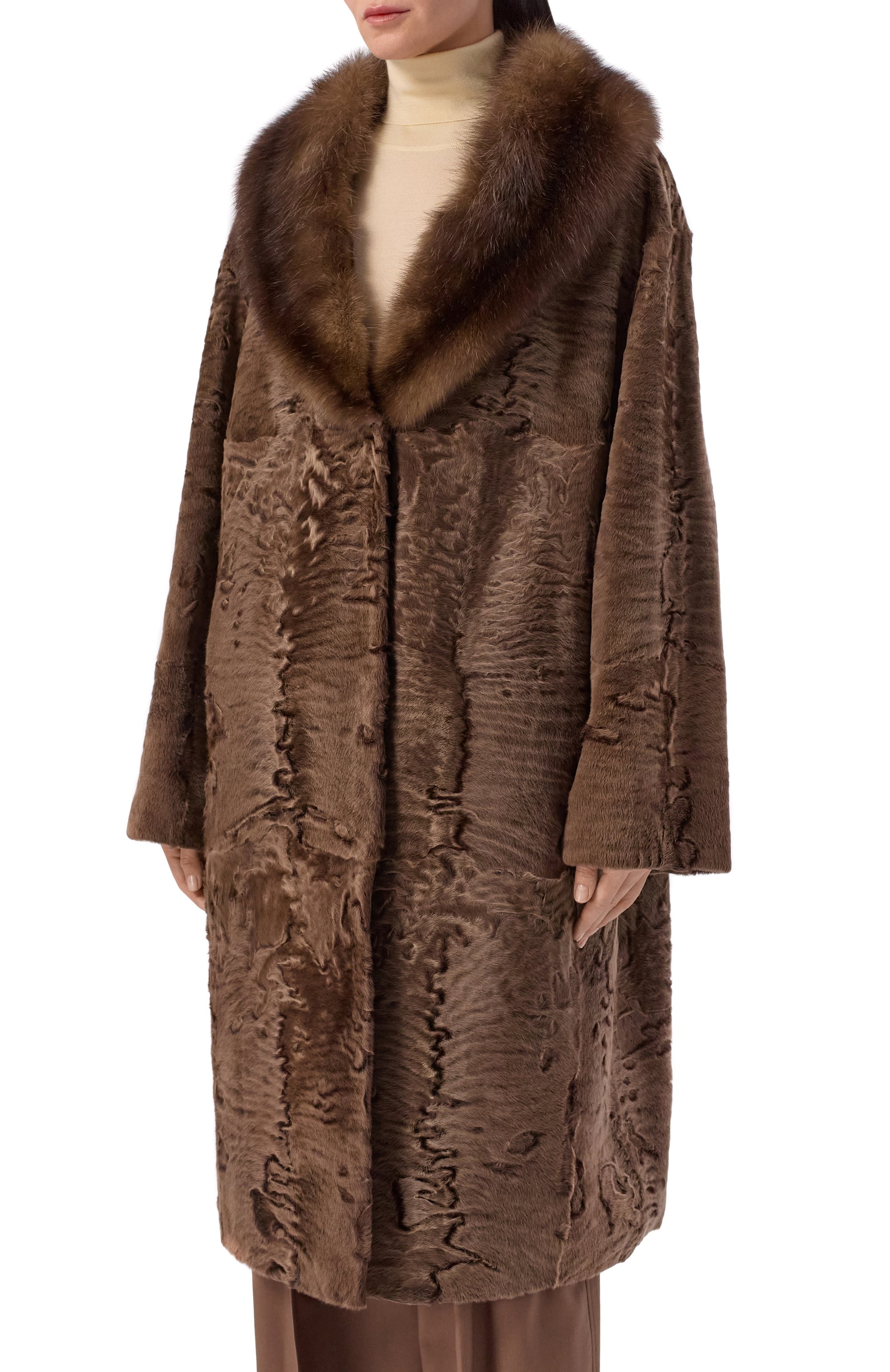 Шуба из каракульчи с отделкой из соболя VICTORIA KUSENKOVA, арт. 707113391447, фото 3