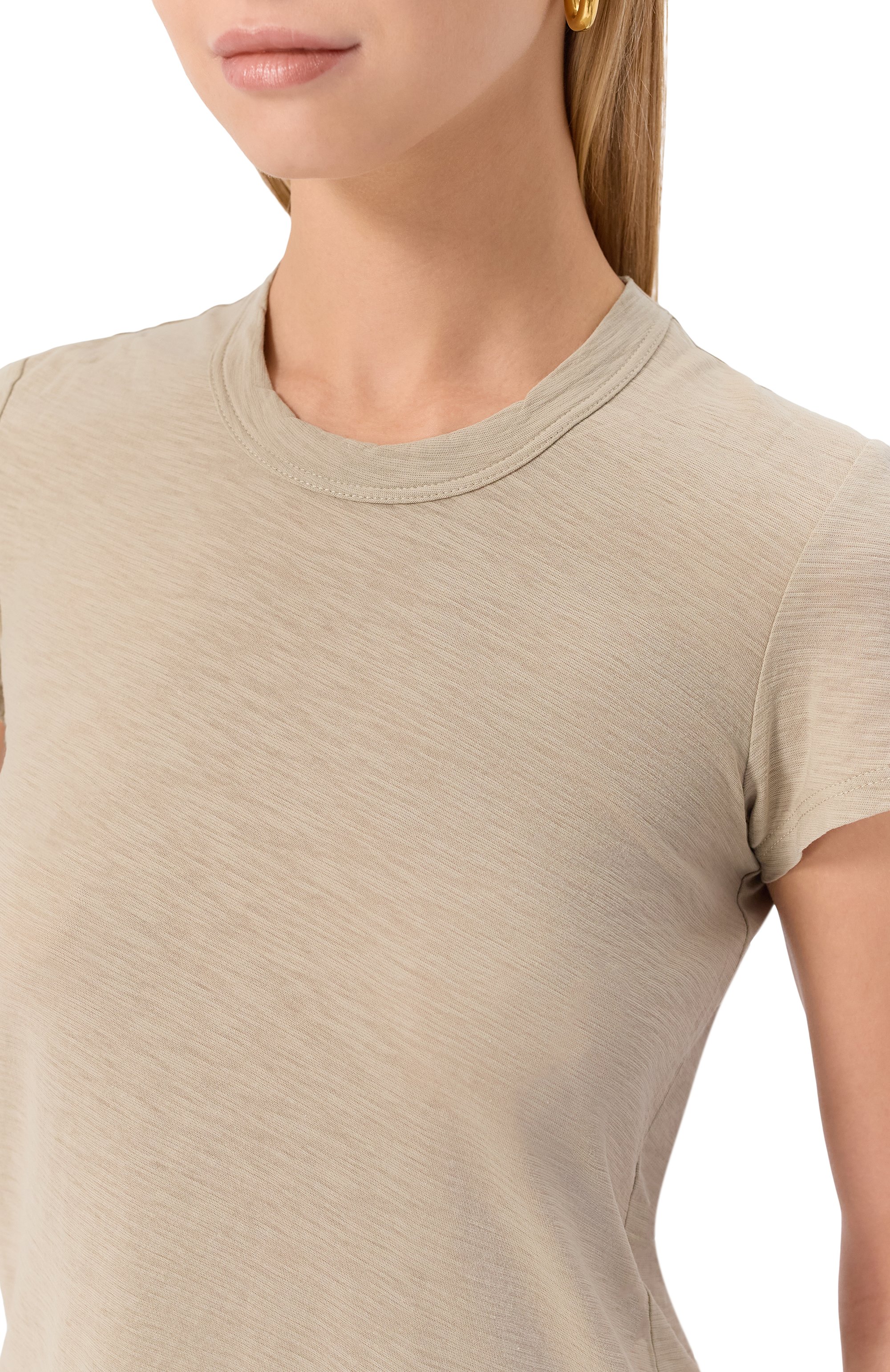 Хлопковая футболка JAMES PERSE бежевого цвета по цене 19200 руб., арт. WUA3037, фото 5 Хлопковая футболка JAMES PERSE, арт. WUA3037, фото 5