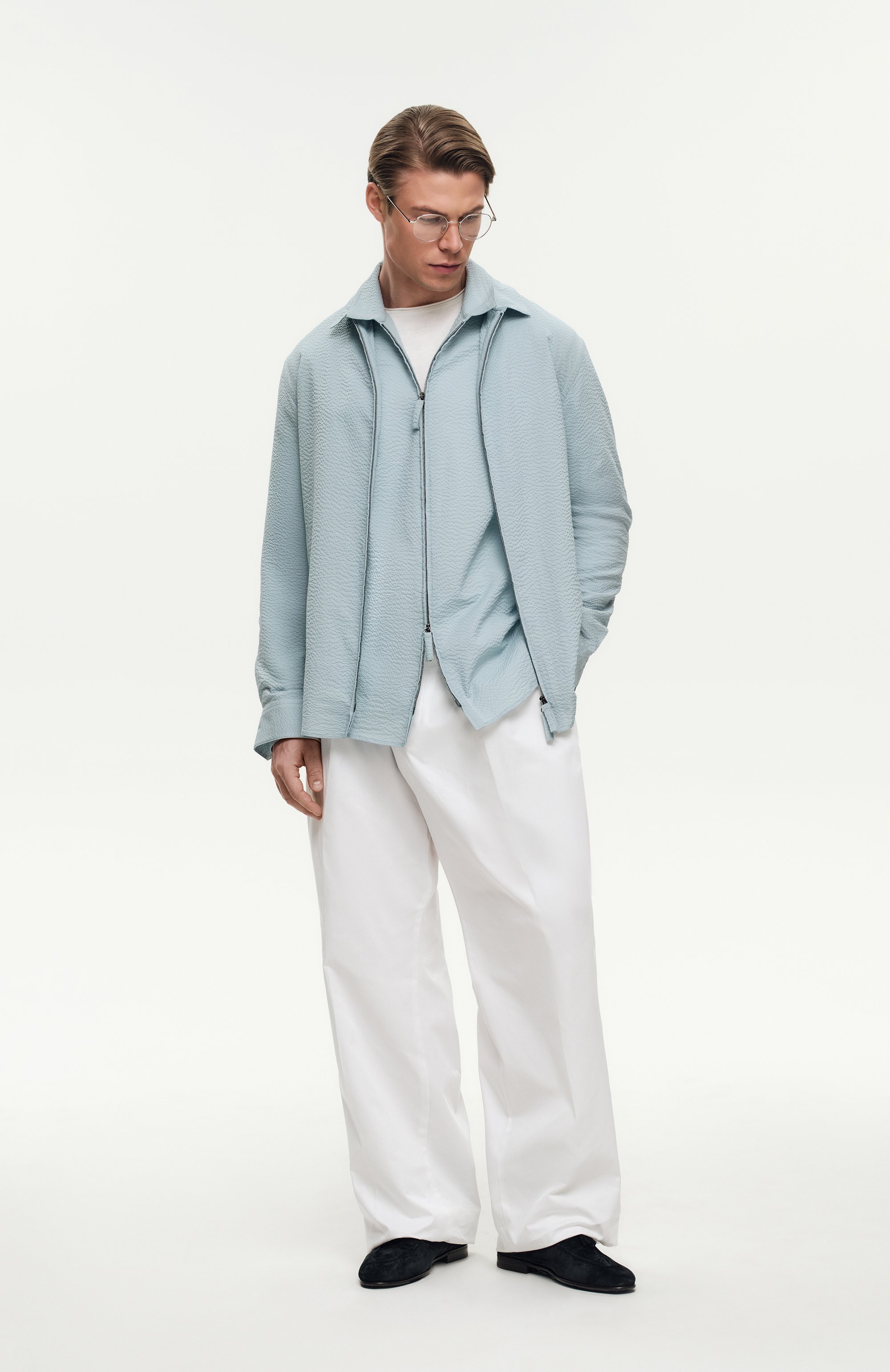 Хлопковая рубашка GIORGIO ARMANI голубого цвета по цене 87100 руб., арт. GM000057/TE11186, фото 7 Хлопковая рубашка GIORGIO ARMANI, арт. GM000057/TE11186, фото 7