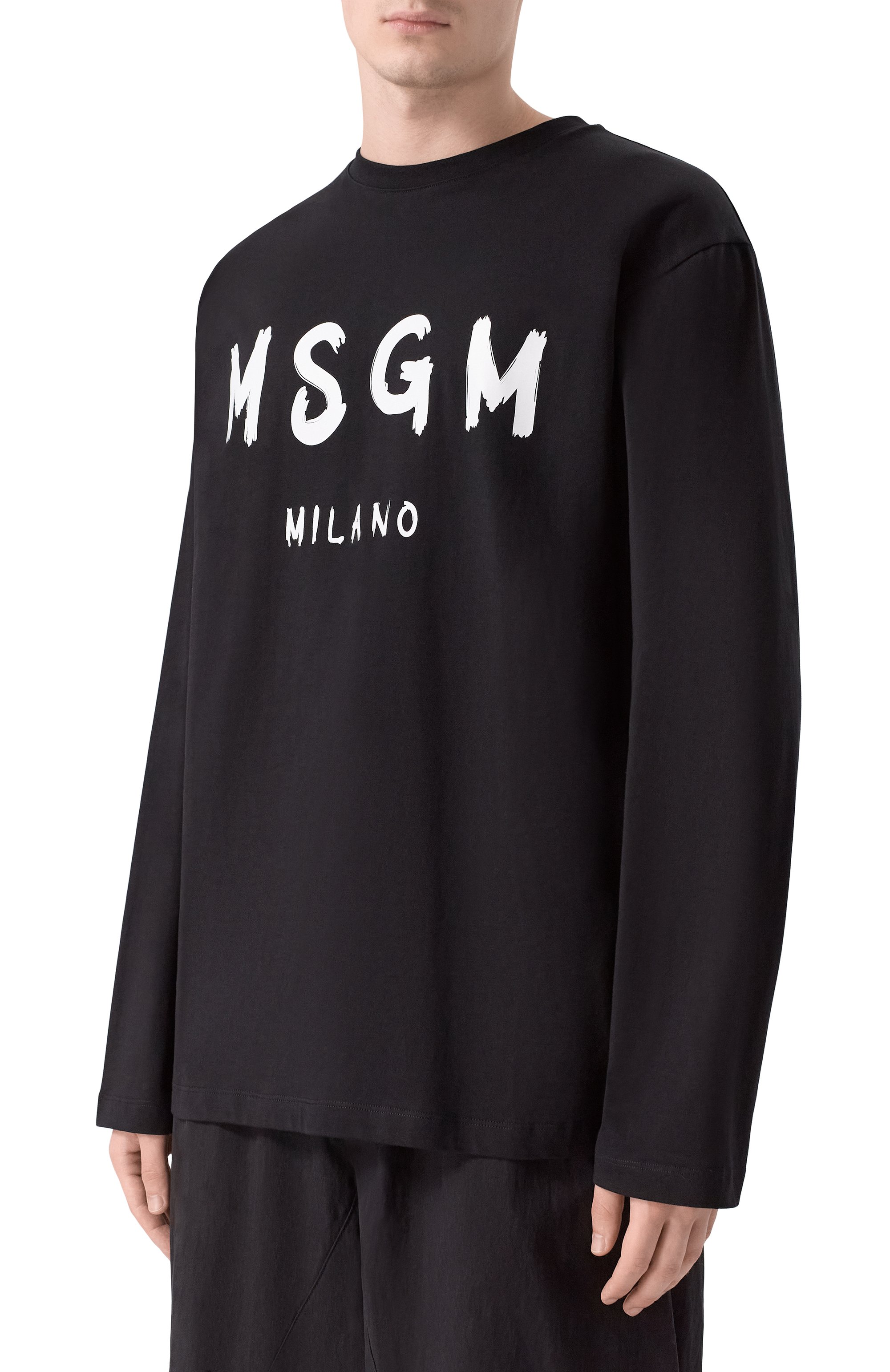 Хлопковый лонгслив MSGM черного цвета по цене 15550 руб., арт. 2000MM511/200002, фото 3 Хлопковый лонгслив MSGM, арт. 2000MM511/200002, фото 3