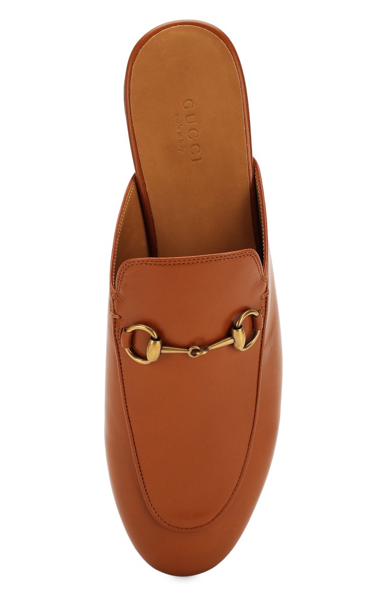 Женские кожаные сабо princetown GUCCI светло-коричневого цвета, арт. 423513/C9D00 | Фото 5 (Материал внутренний: Натуральная кожа; Подошва: Плоская; Статус проверки: Проверено, Проверена категория; Каблук высота: Без каблука, Низкий; Материал внешний: Натуральная кожа)