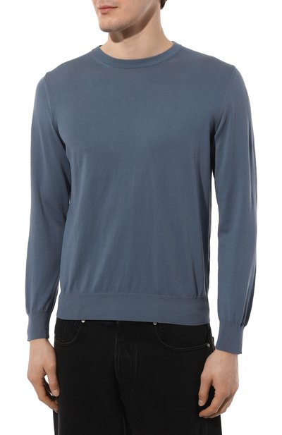 Хлопковый джемпер CANALI синего цвета по цене 34200 руб., арт. C0012/MK00145, фото 3 Хлопковый джемпер CANALI, арт. C0012/MK00145, фото 3