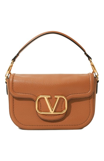 Женская сумка alltime VALENTINO светло-коричневого цвета, арт. 5W2B0N20/IMZ | Фото 1 (Материал сплава: Проставлено; М�атериал: Натуральная кожа; Размер: small; Драгоценные камни: Проставлено; Ремень/цепочка: На ремешке)