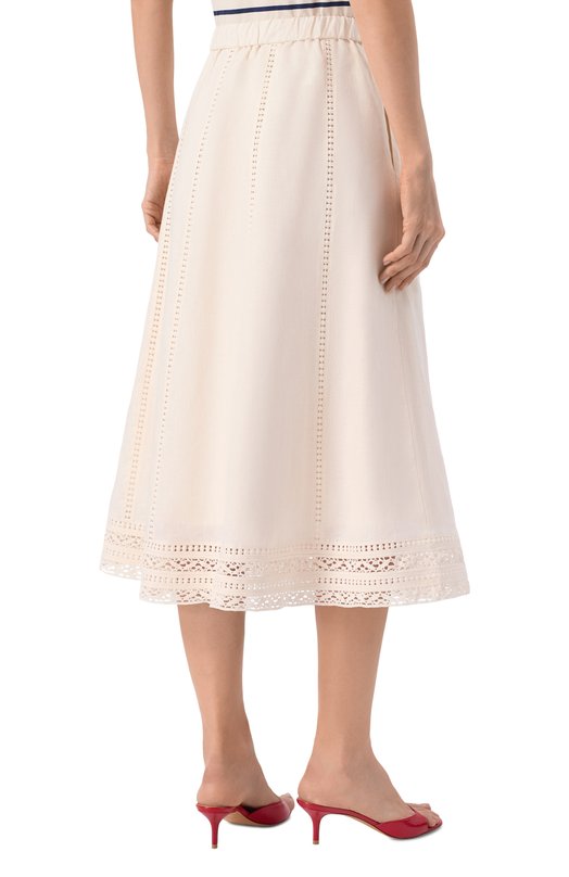 Льняная юбка Weekend Max Mara WKDGERG0 Кремовый  WKDGERG0 Фото 4