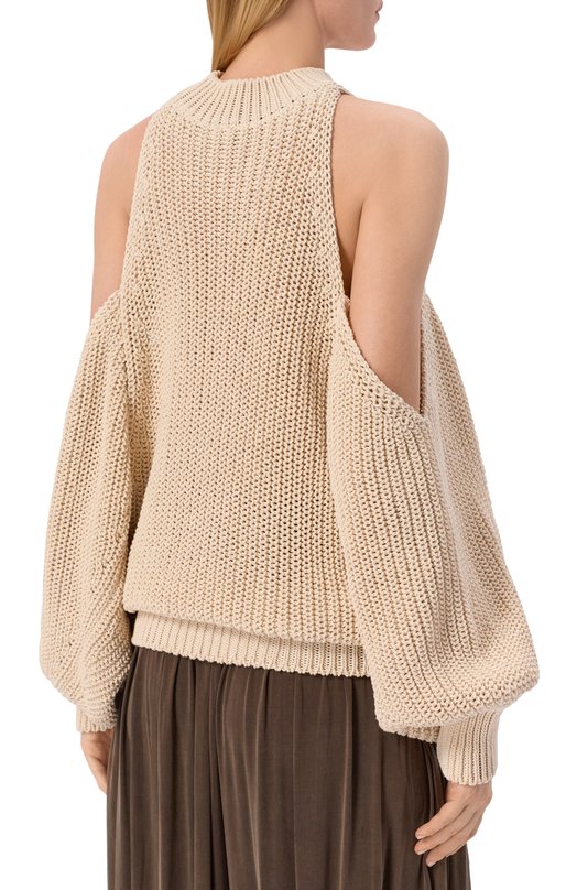 Хлопковый свитер Balmain GF0KE055/KJ69 Бежевый  GF0KE055/KJ69 Фото 4