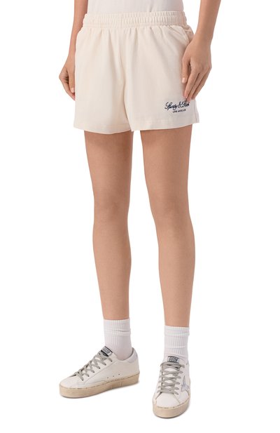 Хлопковые шорты SPORTY AND RICH кремового цвета по цене 17150 руб., арт. SH03776269WH37, фото 3 Хлопковые шорты SPORTY AND RICH, арт. SH03776269WH37, фото 3
