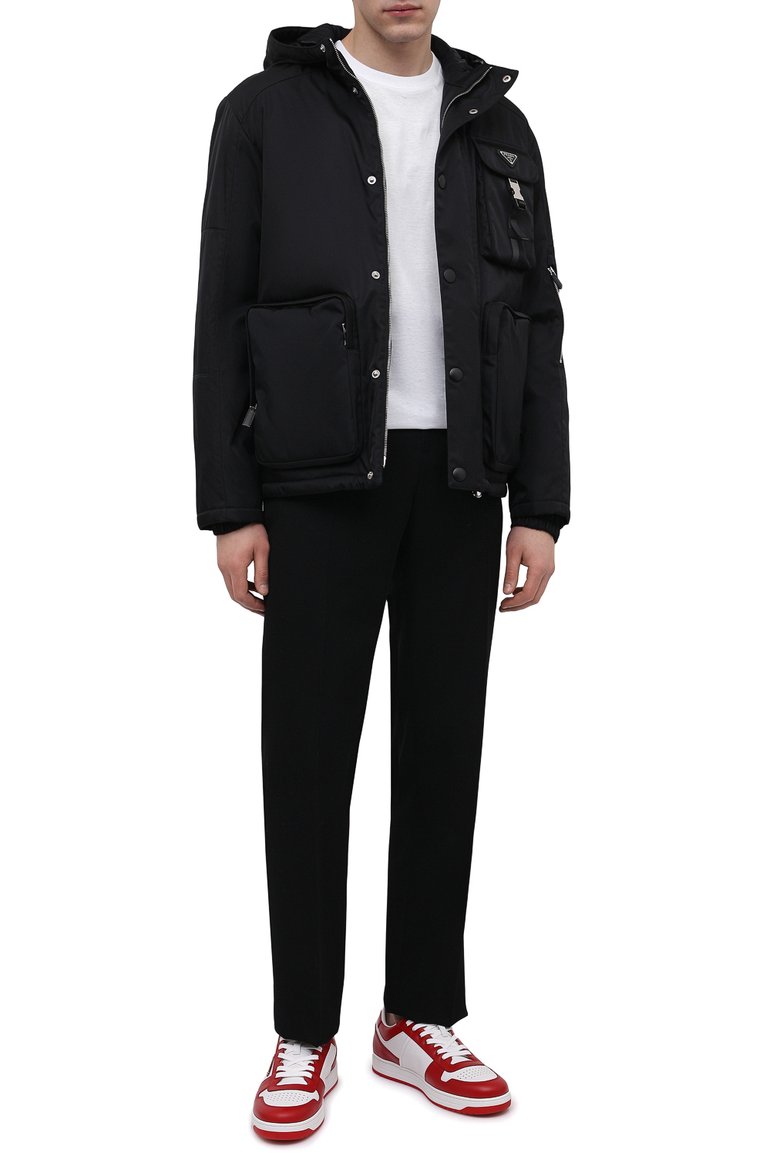 Мужские кожаные кеды PRADA красного цвета, арт. 2EE364-3LKG-F0O3N | Фото 2 (Подошва: Массивная; Материал утеплителя: Без утеплителя; Стили: Классический; Материал сплава: Проставлено; Драгоценные камни: Проставлено; Материал внешний: Натуральная кожа; Кросс-КТ: Низкие)