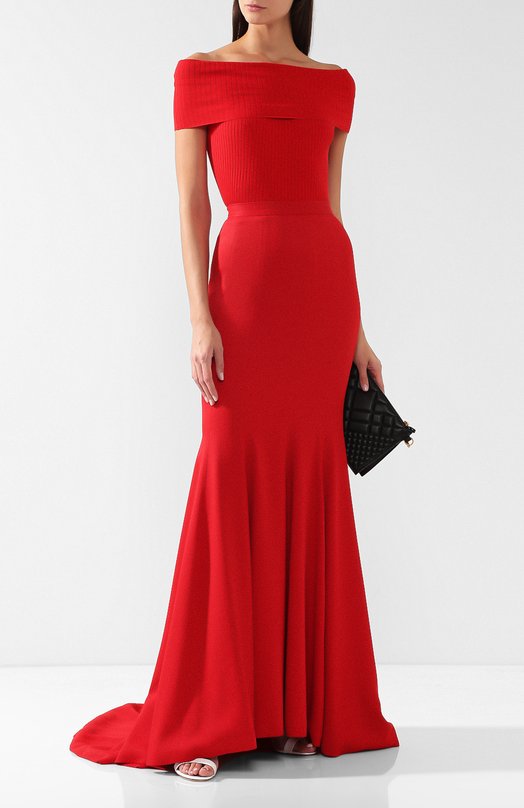 Однотонная юбка-макси на молнии Brandon Maxwell Красный, фото 2