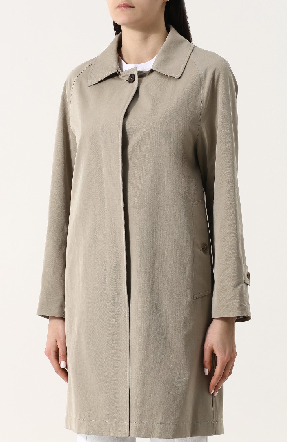 Однотонное хлопковое пальто прямого кроя BURBERRY, арт. 4073793, фото 3