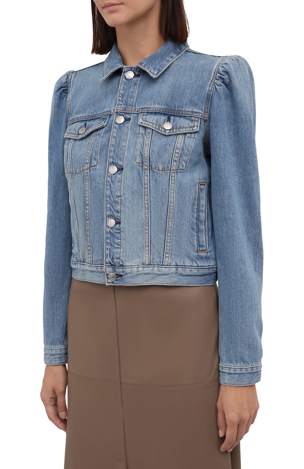 Джинсовая куртка 7 FOR ALL MANKIND голубого цвета по цене 34050 руб., арт. JSK44510SM, фото 3 Джинсовая куртка 7 FOR ALL MANKIND, арт. JSK44510SM, фото 3
