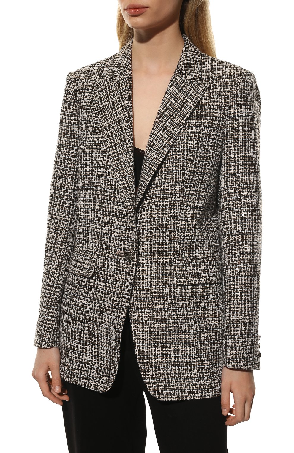 Жакет из вискозы SEVEN LAB темно-бежевого цвета по цене 27300 руб., арт. J beige/black brill, фото 3 Жакет из вискозы SEVEN LAB, арт. J beige/black brill, фото 3