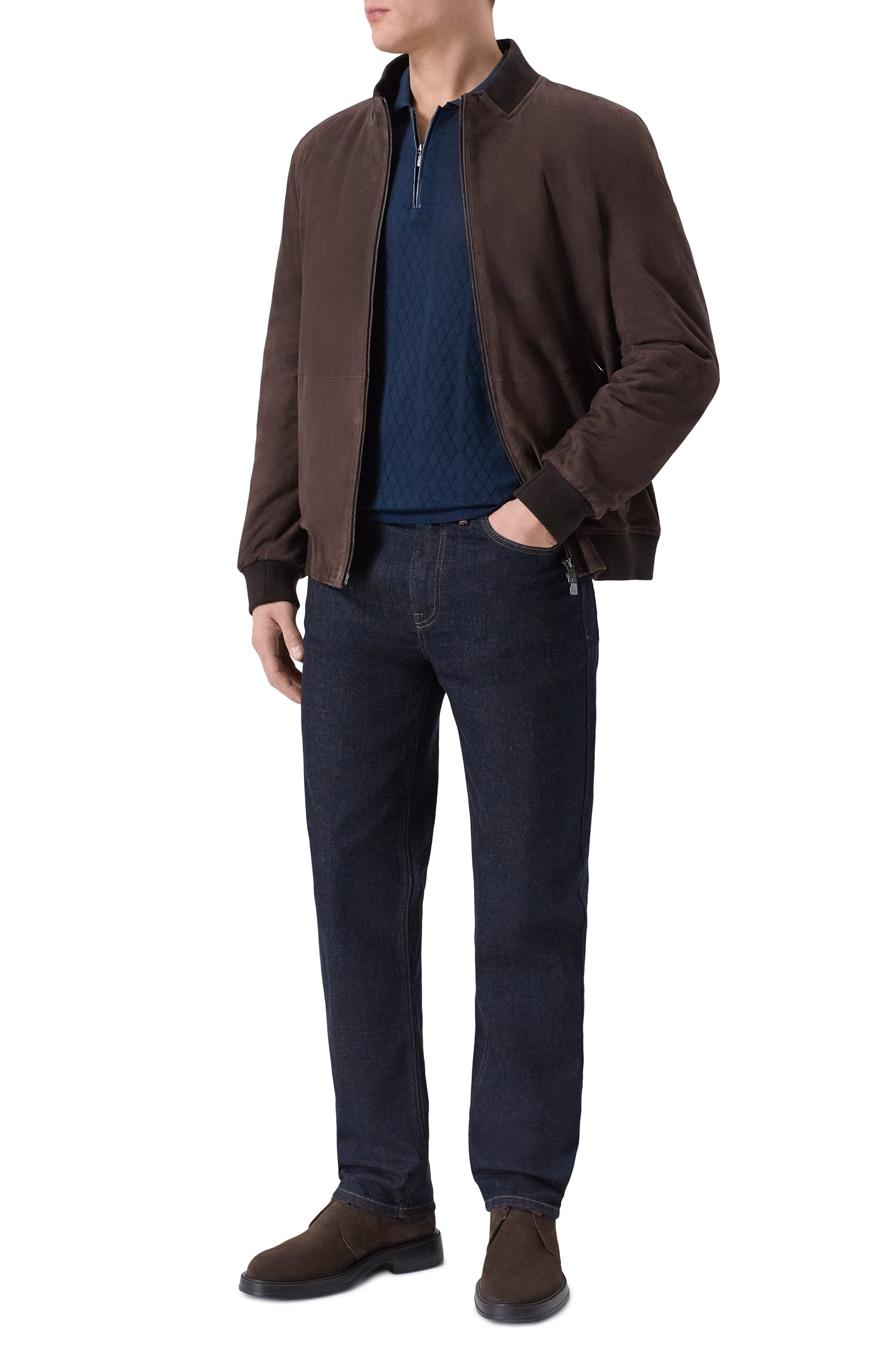 Шелковое поло с отделкой из кожи аллигатора ZILLI, арт. KZP001M0641VZARG0, фото 2