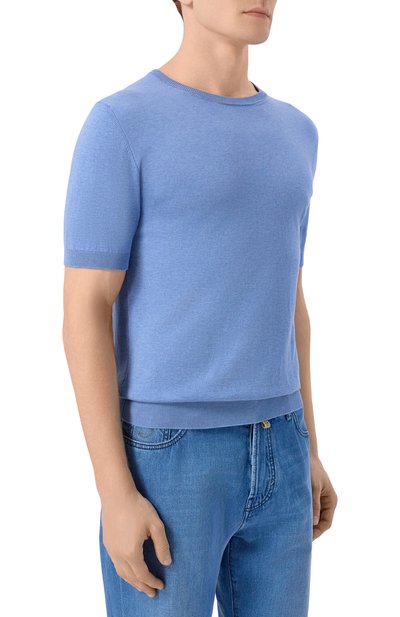 Хлопковый джемпер ANDREA CAMPAGNA голубого цвета по цене 28500 руб., арт. M5426-8055, фото 3 Хлопковый джемпер ANDREA CAMPAGNA, арт. M5426-8055, фото 3