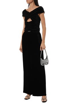 Женская сумка MOSCHINO серебряного цвета, арт. B8412/8202 | Фото 7 (Материал сплава: Проставлено; Размер: mini; Драгоценные камни: Проставлено; Материал: Текстиль; Сумки-технические: Сумки через плечо)